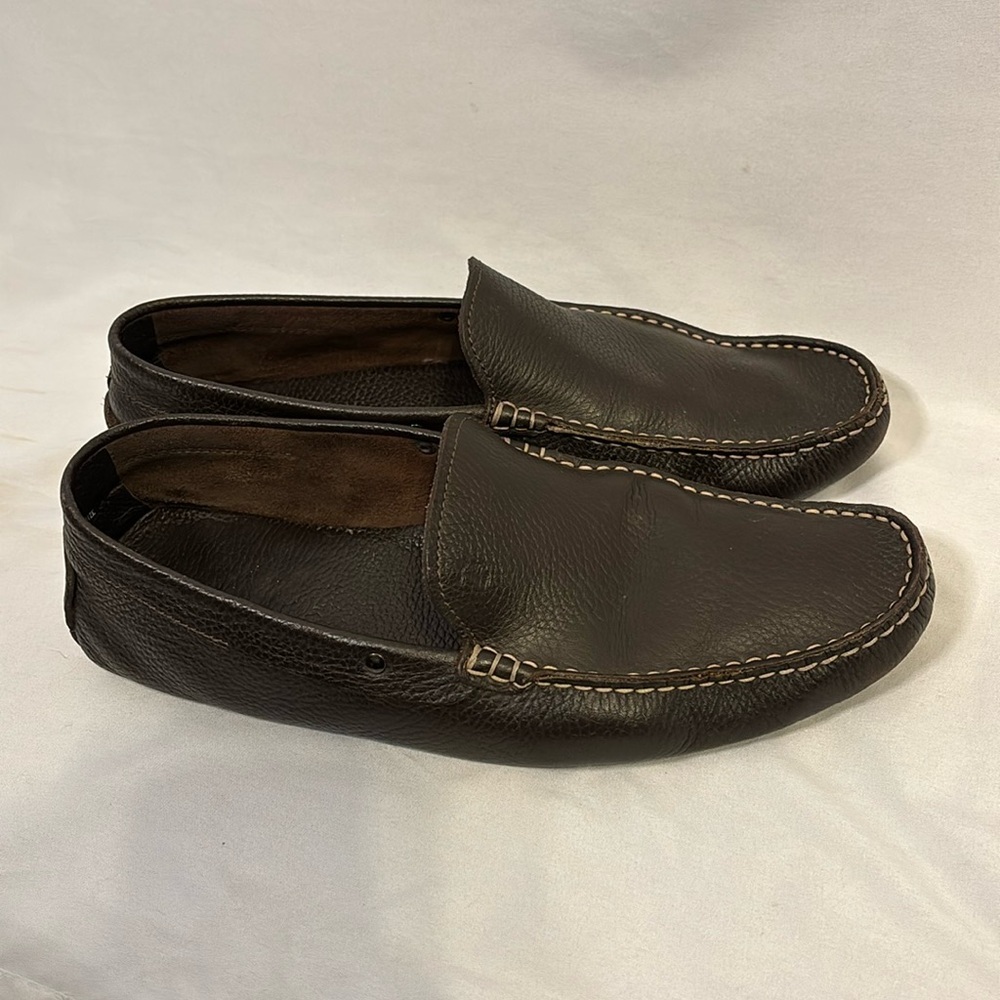 Tod's Brown Loafers Driving Moc Shoes Men Size 9.5 pebbled leather - Picture 2 of 10